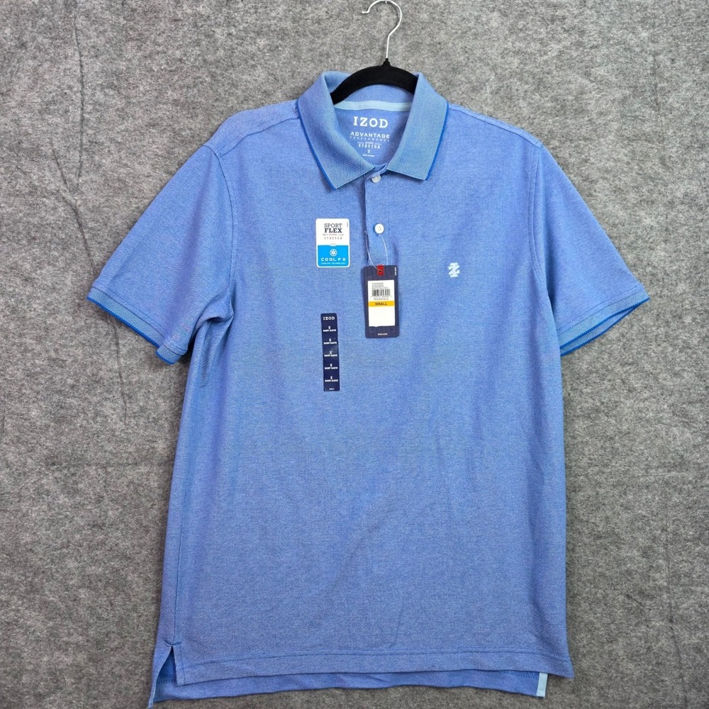 IZOD Advantage Performance Polo Shirt Mens Small Blue Sport Flex Cool FX 45PK120